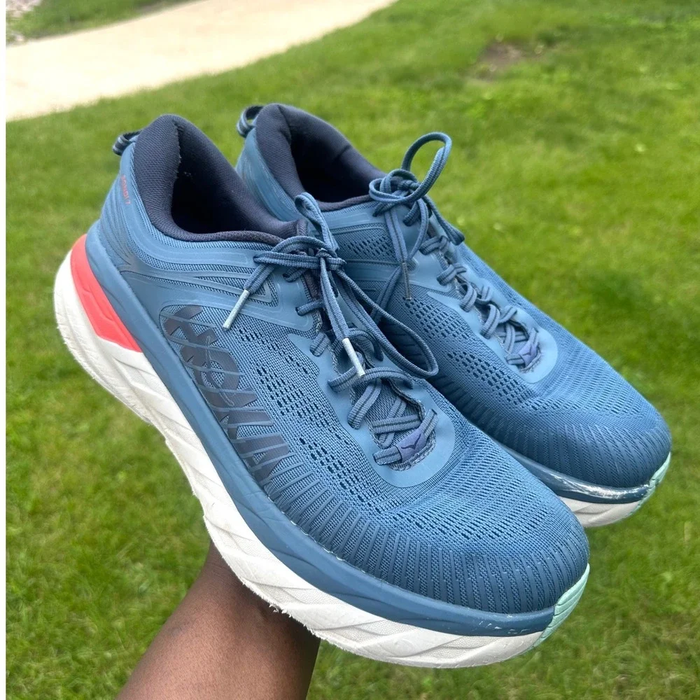 Hoka‎ Bondi 7 Men's Athletic Shoes Size 12.5 Blue Teal Running Shoes